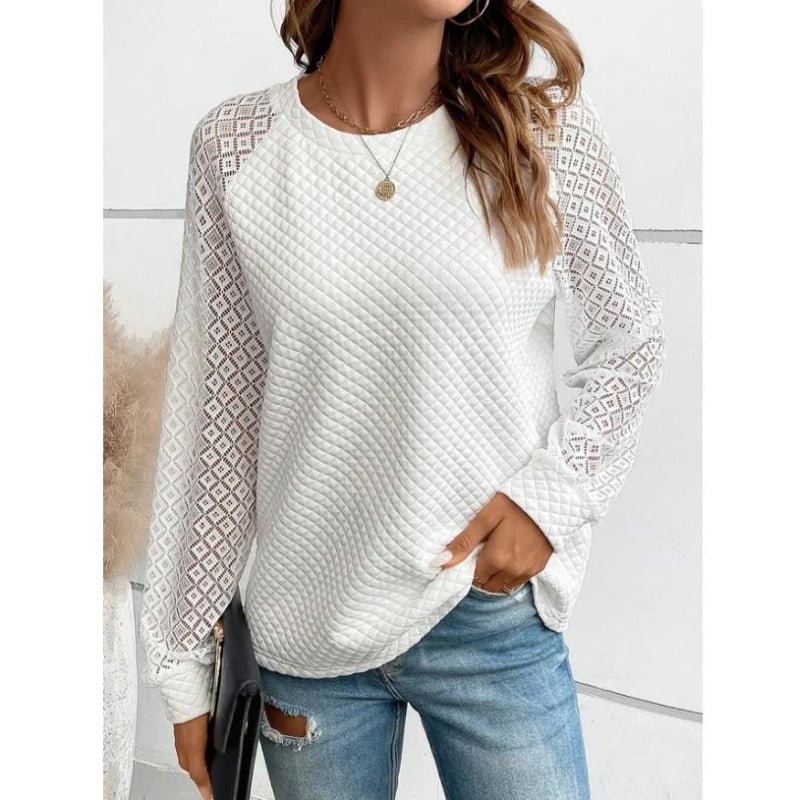Pulover pentru femei, elegant, cu cusături largi în romburi, cu mâneci din dantelă, stație independentă transfrontalieră 2023, toamna europeană și americană, popular