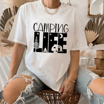 Amazon plus size ženska odjeća Kampiranje Europska i američka vanjska trgovina majica s otiskom slova ženska ljetna pamučna bluza kratkih rukava