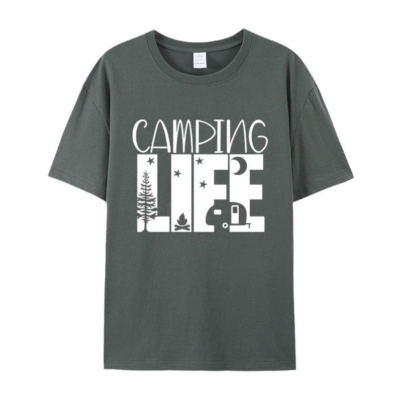 Amazon plus size ženska odjeća Kampiranje Europska i američka vanjska trgovina majica s otiskom slova ženska ljetna pamučna bluza kratkih rukava