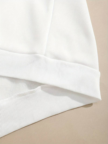 Дамски пуловер с дълъг ръкав, термо подплата и кръгло деколте с щампа