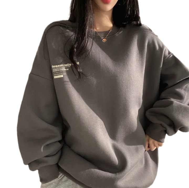 Veľkoobchodný sveter v kórejskom štýle, dámsky americký štýl, 2023, nový dámsky jarný, jesenný a zimný, nadrozmerný, plus size, voľné módne značkové oblečenie s flísovou podšívkou