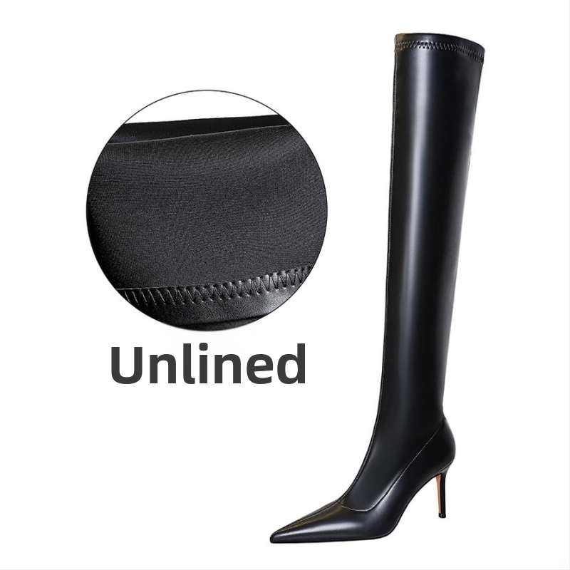 315-A16 Ευρωπαϊκή και Αμερικανική Μοντέρνα και Σέξι Εμφάνιση Αδυνατίσματος για Νυχτερινό Κέντρο, Απλές Μπότες, Ψηλοτάκουνα Στιλέτο, Μυτερές Δάχτυλες, Πόδια πάνω από το Γόνατο