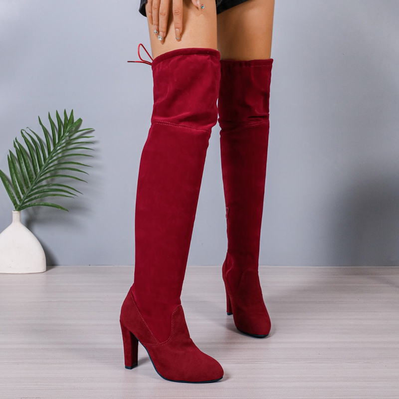 Nove ženske čizme do koljena, udobne i tople, s čipkom na leđima, za jesen i zimu 2024., veće veličine, u vanjskoj trgovini