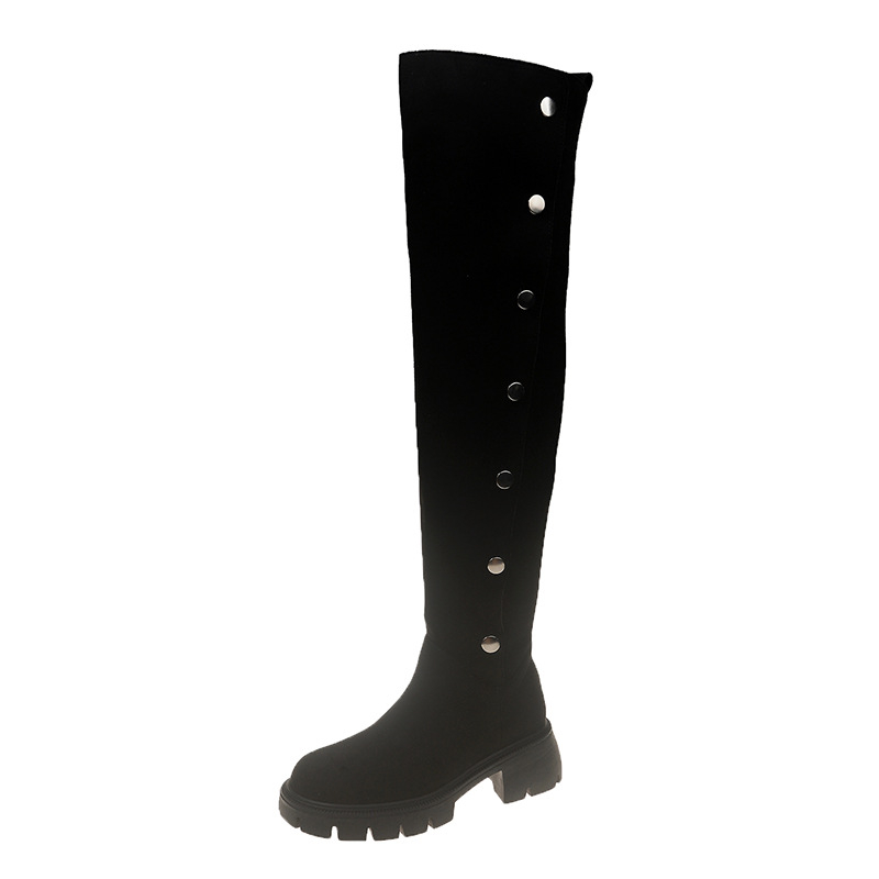 Dámske čižmy nad kolená, hrubé nohavice, zoštíhľujúce čižmy s hrubým podpätkom, elastické čižmy, vysoké čižmy pre bacuľaté dievča, veľké čižmy, dámske čižmy