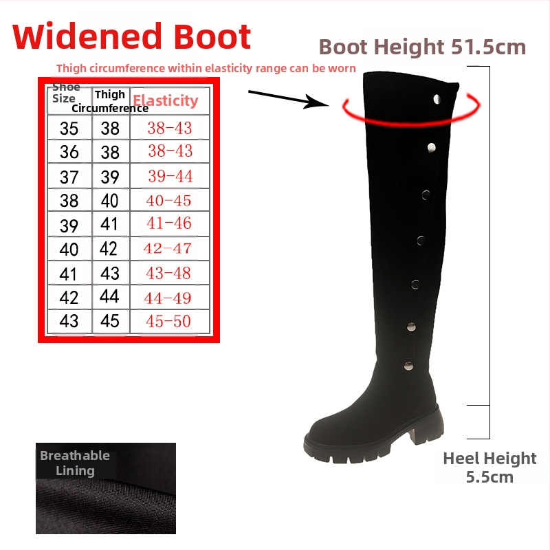 Dámske čižmy nad kolená, hrubé nohavice, zoštíhľujúce čižmy s hrubým podpätkom, elastické čižmy, vysoké čižmy pre bacuľaté dievča, veľké čižmy, dámske čižmy