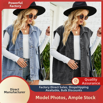 Euroopa ja Ameerika piiriülene Amazoni uus teksariidest vest naistele eBay suvine moesuund teksariidest varrukateta vest