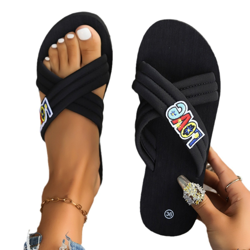 Papuci cu baretă încrucișată pentru bărbați și femei, cu sandale de vară de 3 cm, casual, ușoare, LOVE, pentru exterior, noi