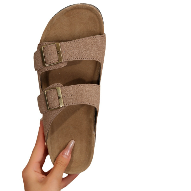 Pehme tallaga paksu tallaga sandaalid 2024. aasta uued retro vööpandlaga universaalsed Birkenneth kingad, sandaalid ja sussid, naiste vabaaja ülerõivad