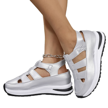 Sandale casual cu goluri pentru femei, îmbrăcăminte exterioară 2025, vara nouă, toate asortate, platformă subțire, talpă groasă, pantofi pentru femei cu înălțime care cresc