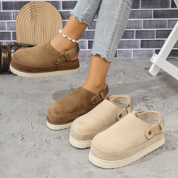 25 de toamnă, papuci de mărime plus pentru comerț exterior, pentru femei, la modă europeană și americană, Joker, catifea, cu fund gros, cu cârlig și buclă