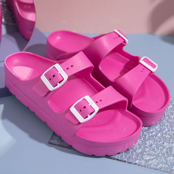 Dámske topánky 2023 Letné nové módne vrchné oblečenie s hrubou podrážkou, protišmykové, zvýšené Boken papuče, ležérne plážové sandále