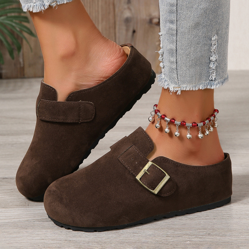 Pantofi Birkenth pentru femei, primăvara 2025, ținută nouă, talpă groasă, talpă moale, Birkenth Baotou, papuci de jumătate, alunecă-on, leneși, cu un singur strat