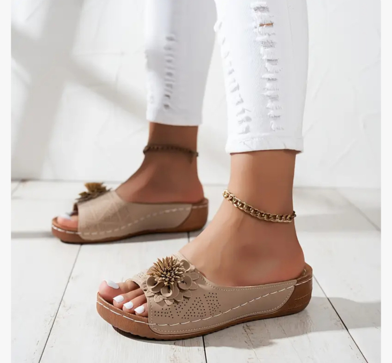 Jugoistočne Azije, vanjska trgovina, plus veličine, debelo dno, šuplje papuče za žene, prekogranične, otvorene prste, cvjetne sandale na klin za plažu