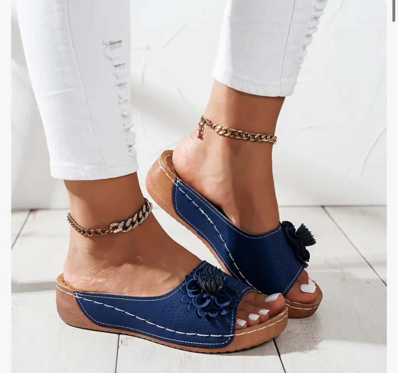 Jugoistočne Azije, vanjska trgovina, plus veličine, debelo dno, šuplje papuče za žene, prekogranične, otvorene prste, cvjetne sandale na klin za plažu