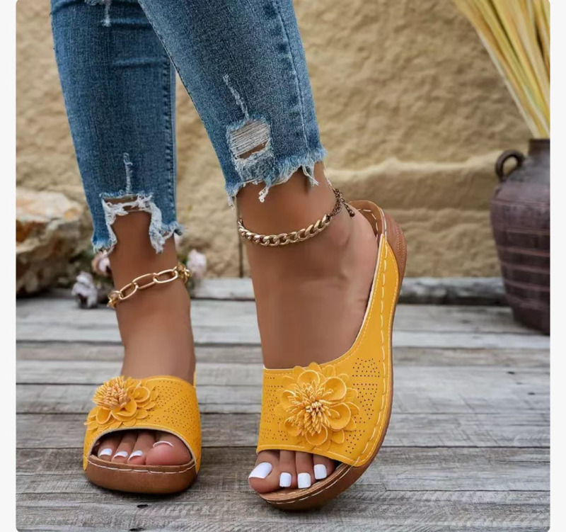 Jugoistočne Azije, vanjska trgovina, plus veličine, debelo dno, šuplje papuče za žene, prekogranične, otvorene prste, cvjetne sandale na klin za plažu