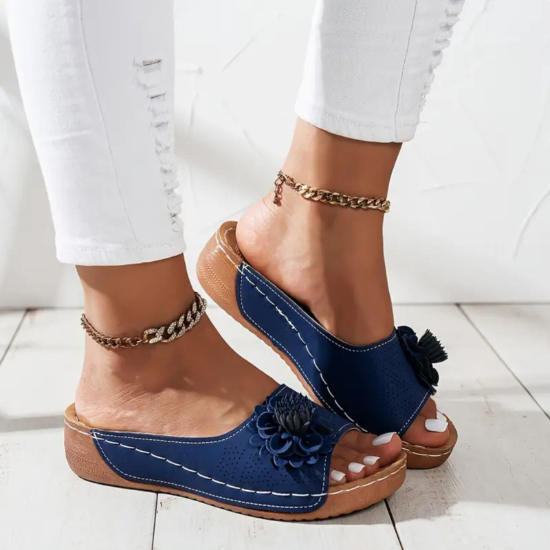 Jugoistočne Azije, vanjska trgovina, plus veličine, debelo dno, šuplje papuče za žene, prekogranične, otvorene prste, cvjetne sandale na klin za plažu