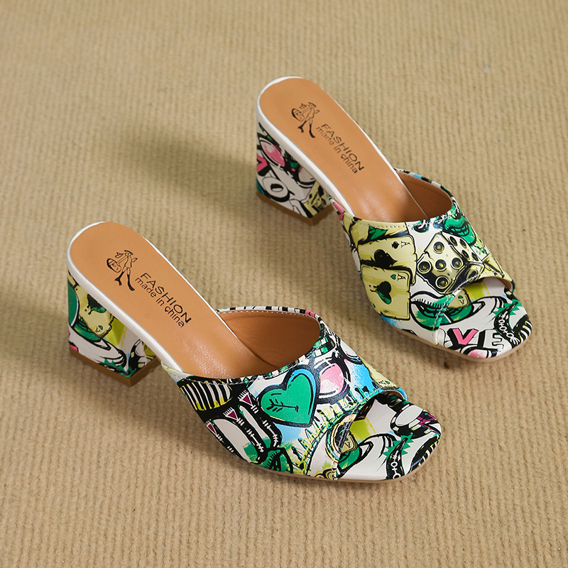 Prancūziški aukštakulniai 2025 m. fėjos stiliaus „Fishmouth“ stiliaus storakulnės basutės ir šlepetės, 7 cm kvadratinės nosies, madingi moteriški bateliai, dideliais dydžiais, tarpvalstybiniai