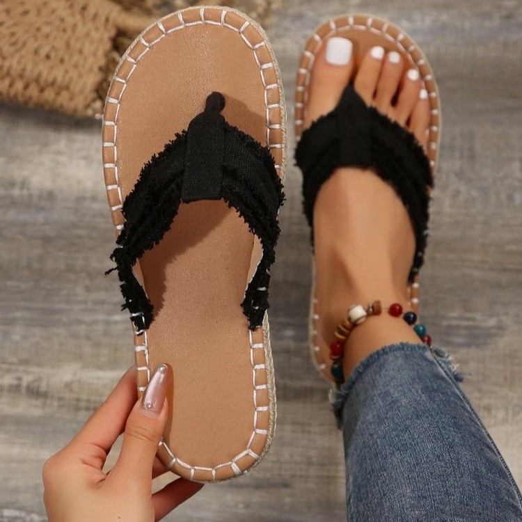 Ljetne japanke novog stila za žene, japanke s ravnim potplatom od slame, papuče za plažu za žene, velike sandale za vanjsku odjeću, veleprodaja