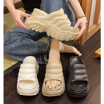 Nové papuče na vysokom podpätku 2024, nová móda, hrubé dno, internetové slávne papuče, 10 cm, dámske papuče, vrchné oblečenie