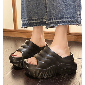 Nové papuče na vysokom podpätku 2024, nová móda, hrubé dno, internetové slávne papuče, 10 cm, dámske papuče, vrchné oblečenie