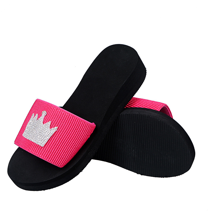 Papuci de damă 2024 vara nouă, faimoase pe internet, bomboane personalizate cu stras, coroană plată, uzură exterioară, papuci cu fund gros