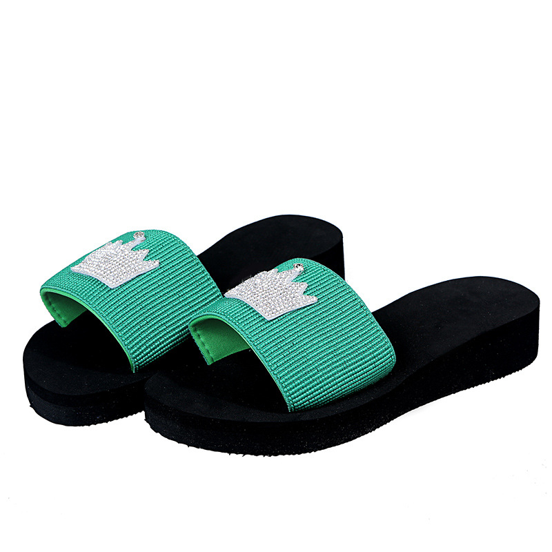 Papuci de damă 2024 vara nouă, faimoase pe internet, bomboane personalizate cu stras, coroană plată, uzură exterioară, papuci cu fund gros