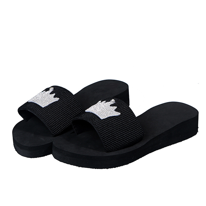 Papuci de damă 2024 vara nouă, faimoase pe internet, bomboane personalizate cu stras, coroană plată, uzură exterioară, papuci cu fund gros