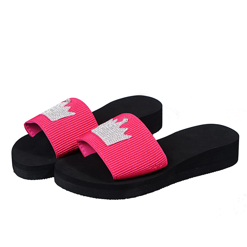 Papuci de damă 2024 vara nouă, faimoase pe internet, bomboane personalizate cu stras, coroană plată, uzură exterioară, papuci cu fund gros