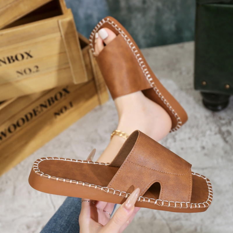 Pantofi de plajă cu gură de pește, cu fund plat, mărime plus, pentru femei, transfrontalieri, cu pantofi de damă, 2025, confortabili, pentru exterior, cu pantofi de damă