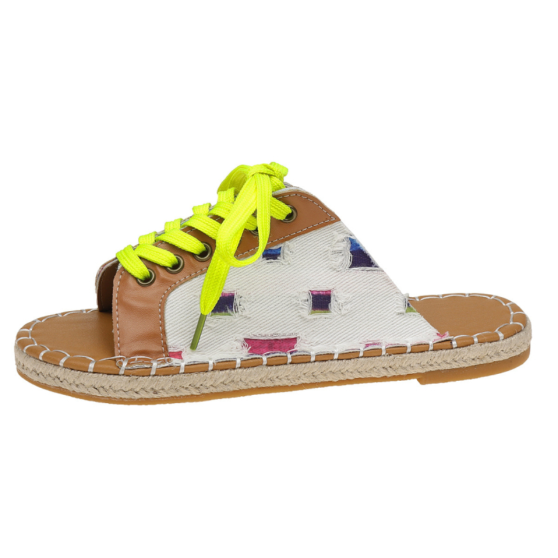 Letné nové dámske sandále v zahraničí, európske a americké cezhraničné, plus size ploché, okrúhle, s mašľou, ozdobné plážové papuče