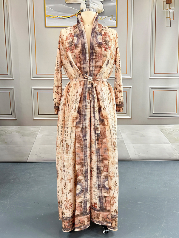 Лятно палто с големи размери, дамски халат от Близкия изток, арабско дамско облекло, Issey Miyake с плисиран принт, халат, яке