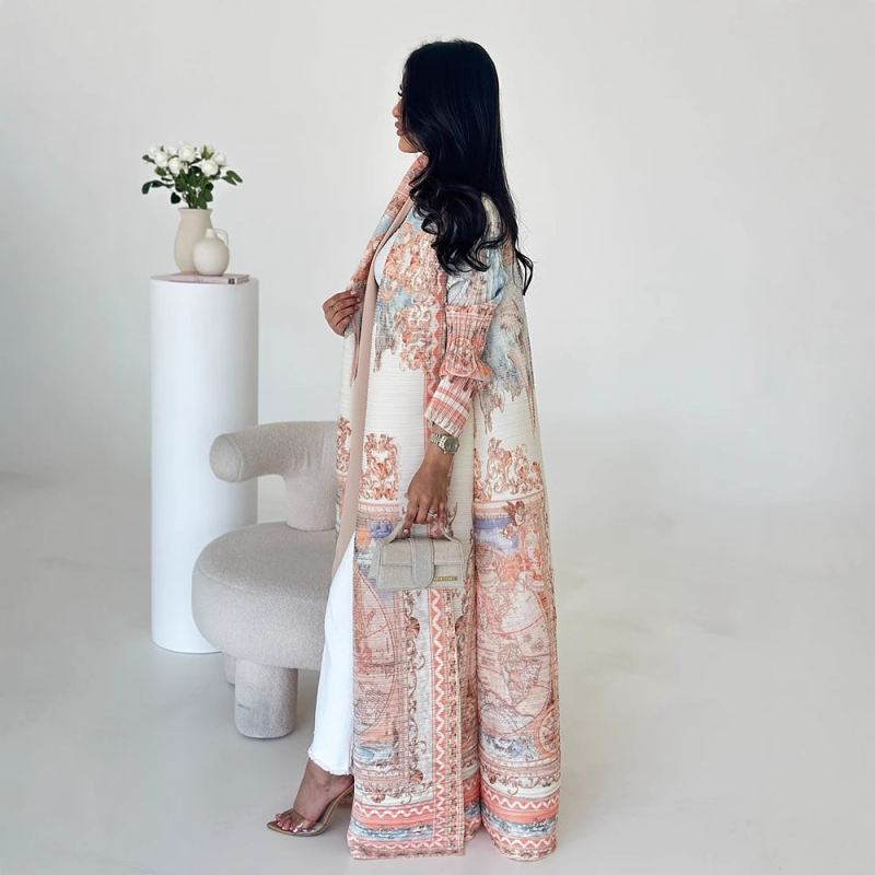 Plus Size nyári kabát női közel-keleti köntös arab női ruházat Issey Miyake rakott mintás köntös trunkcoat