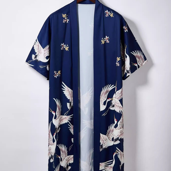 Νέα ανδρική και γυναικεία μακριά αντηλιακή ζακέτα κινέζικου στιλ Amazon 2024 με μοτίβο γερανού, με μοτίβο Han Dynasty, για ζευγάρια, χαλαρή μανδύα