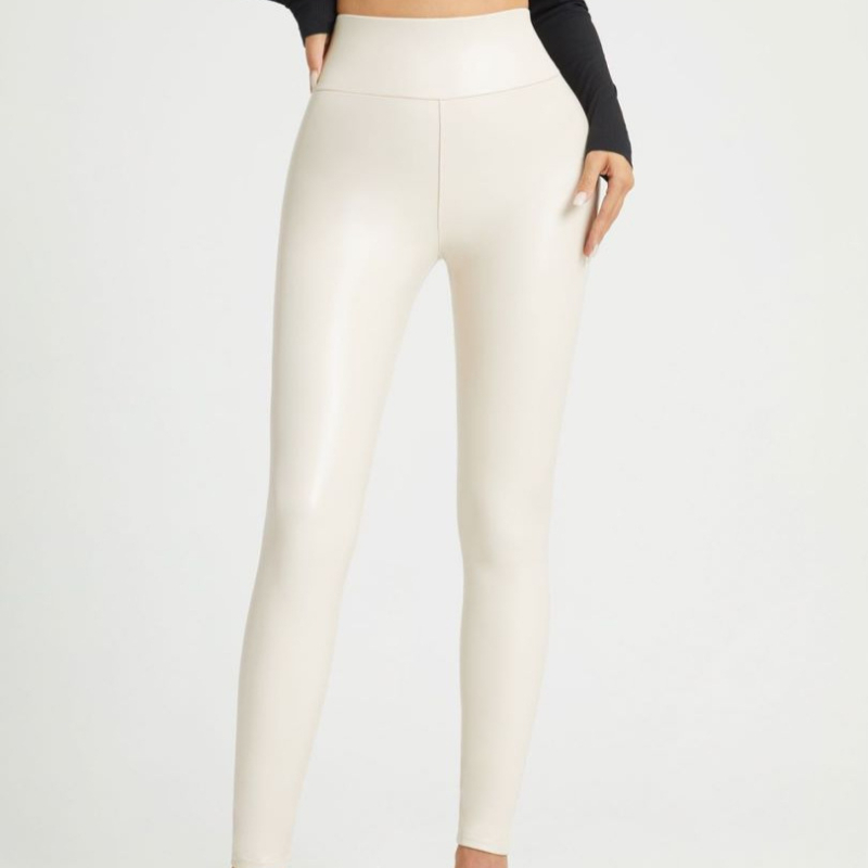 Határokon átnyúló Temu Népszerű Pu Nadrág Magas Derekú Karcsúsító Look Feszes Fazonú Őszi és Téli Felsőruházat Polár Bélelt Vastagított Leggings Négy Oldalt Elasztikus Bőr Nadrág