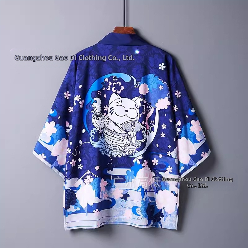 2024 Amazon Cross-border Ново японско анимационно 3D отпечатано кимоно за мъже и жени, наметало, връхно облекло, пижами, кардигани, лято