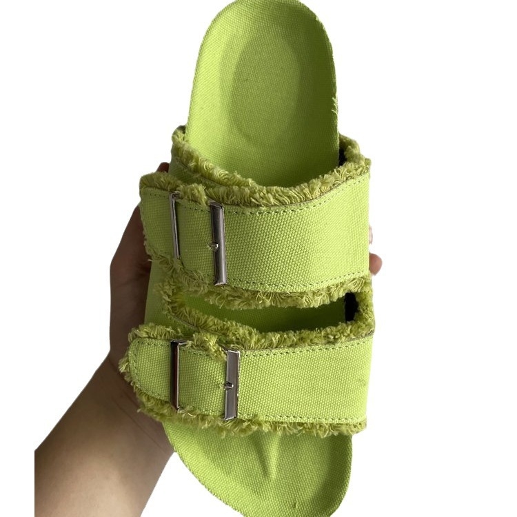 Prekogranična vanjska trgovina plus size sandale i papuče s ravnim dnom za žene 2024. ljeto nove europske i američke retro traper sandale i papuče s debelim dnom za žene