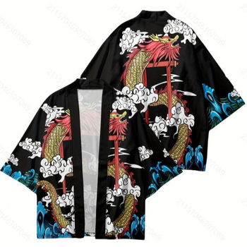 Karšto pardavimo kiniško stiliaus drakono totemo krano fenikso Luano paukščio plunksnos megztas megztinis kasdieniam kimono apsiaustui laisvam chalatui