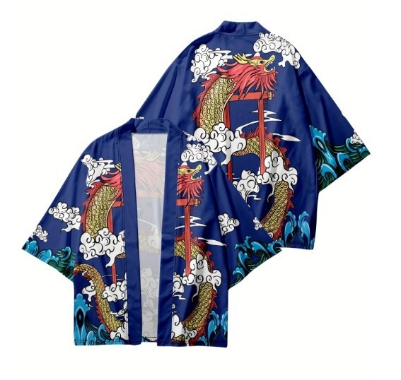 Karšto pardavimo kiniško stiliaus drakono totemo krano fenikso Luano paukščio plunksnos megztas megztinis kasdieniam kimono apsiaustui laisvam chalatui