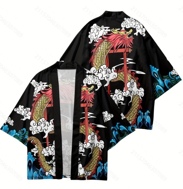 Karšto pardavimo kiniško stiliaus drakono totemo krano fenikso Luano paukščio plunksnos megztas megztinis kasdieniam kimono apsiaustui laisvam chalatui