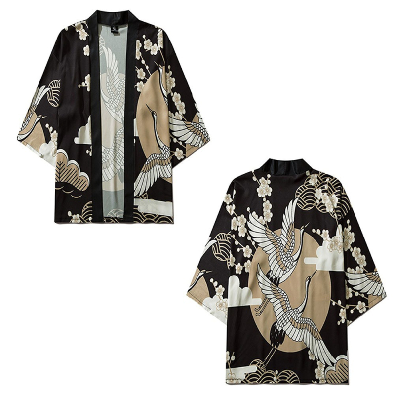 Karšto pardavimo kiniško stiliaus drakono totemo krano fenikso Luano paukščio plunksnos megztas megztinis kasdieniam kimono apsiaustui laisvam chalatui