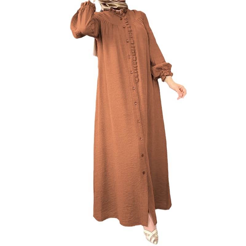 M2240 Cezhraničné Amazon Jarné a letné nové Blízkeho východu Dámske čisté farebné rukávové kardiganové módne voľné šaty