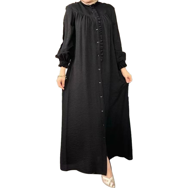 M2240 Cezhraničné Amazon Jarné a letné nové Blízkeho východu Dámske čisté farebné rukávové kardiganové módne voľné šaty