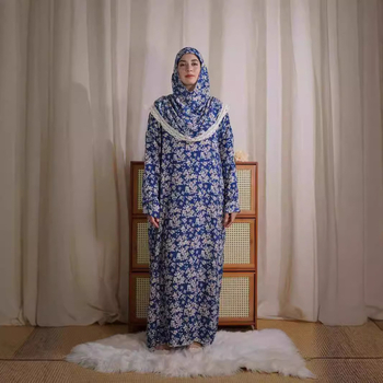 pluss-suuruses mugav hingav naisterõivaste mosleminaiste traditsiooniline pitsiline müts ühes tükis palvekleit mood trükitud kleit