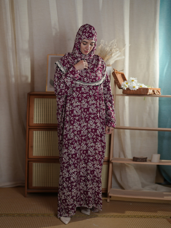 pluss-suuruses mugav hingav naisterõivaste mosleminaiste traditsiooniline pitsiline müts ühes tükis palvekleit mood trükitud kleit