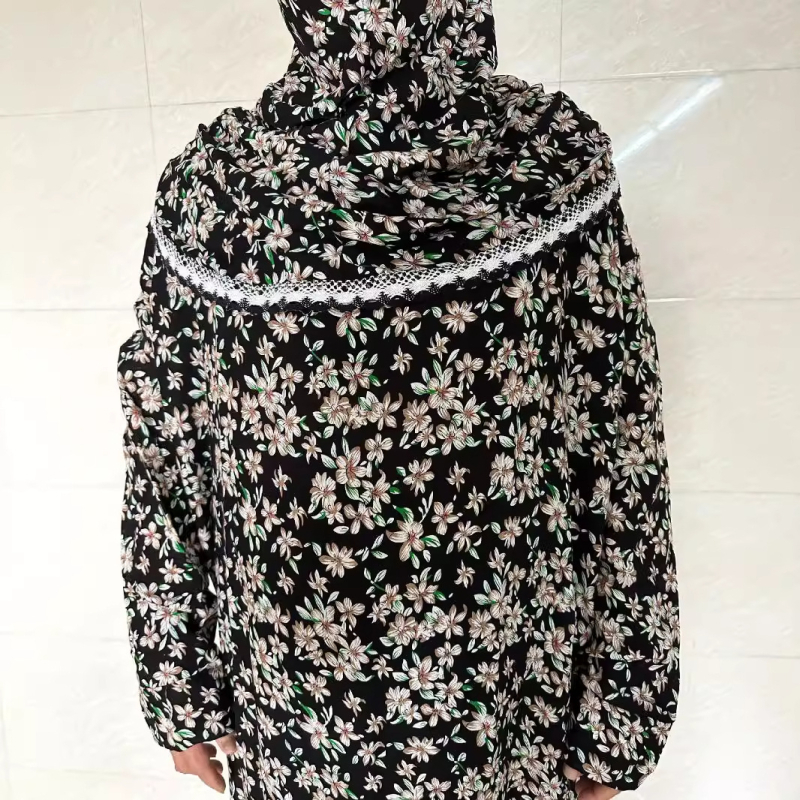 pluss-suuruses mugav hingav naisterõivaste mosleminaiste traditsiooniline pitsiline müts ühes tükis palvekleit mood trükitud kleit