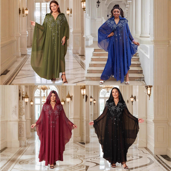 Haljine u afričkom i europskom stilu iz prekogranične perspektive, haljine od bisernog šifona, ukrašene cirkonima i perlicama, haljine od šifona direktno iz tvornice na zalihi