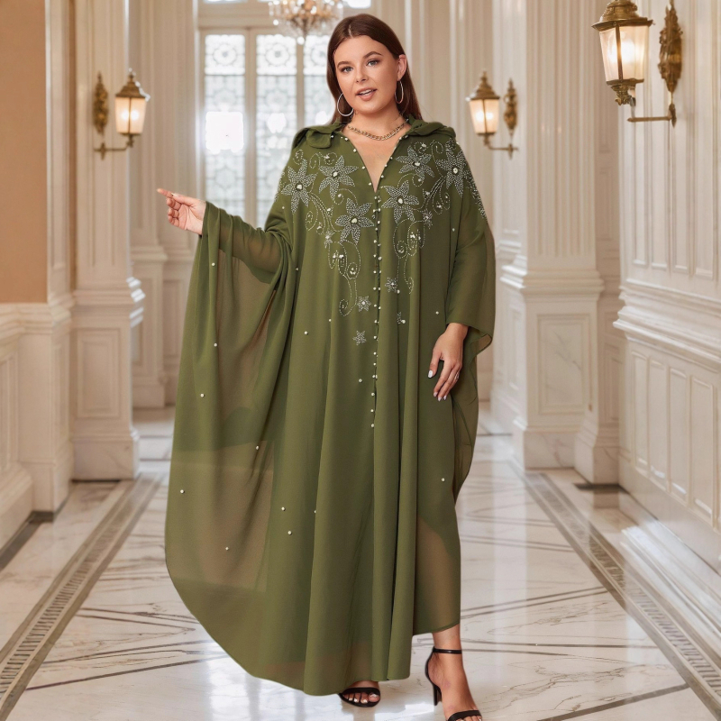 Haljine u afričkom i europskom stilu iz prekogranične perspektive, haljine od bisernog šifona, ukrašene cirkonima i perlicama, haljine od šifona direktno iz tvornice na zalihi