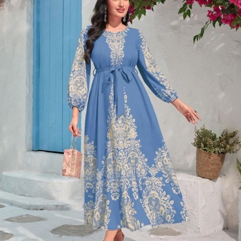 Dámske šaty v štýle paláca, jeseň 2023, nové, vintage, potlačené, štýlové, s nafúknutými rukávmi, elegantné, jemné, dlhé šaty