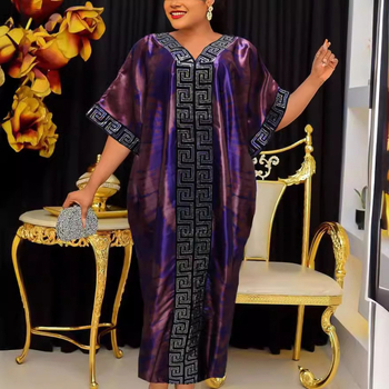 AliExpress 024 Ευρωπαϊκό και Αμερικανικό φόρεμα με αφρικανικές χάντρες και τουρμπάνι, φαρδύ φόρεμα για γυναίκες, plus size