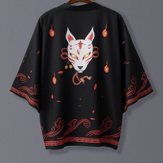 Jauna, pārrobežu stila Fox sērijas kimono 3D drukāta, brīvi pieguļoša apmetņa pidžama, kas piemērota vairākiem gadalaikiem